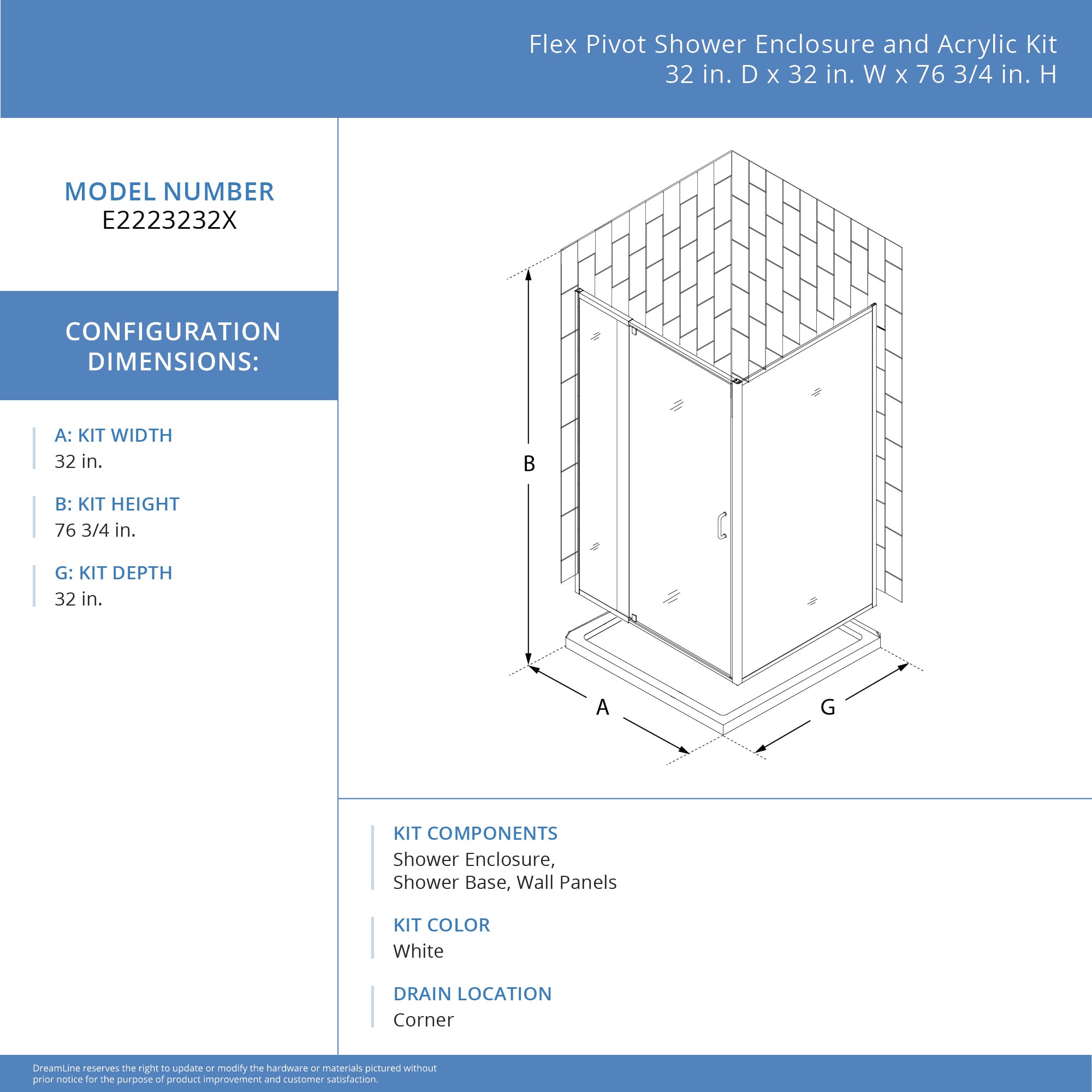 Flex Shower Enclosure, Backwall & Base Kit - Dreamline